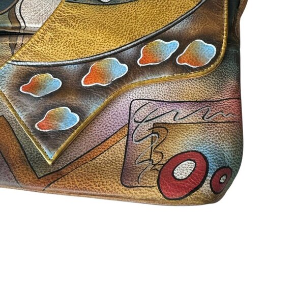 Anuschka Hand Painted Leather abstract Flap Crossbody Bag NWT 257-AT artsy art - Picture 4 of 13